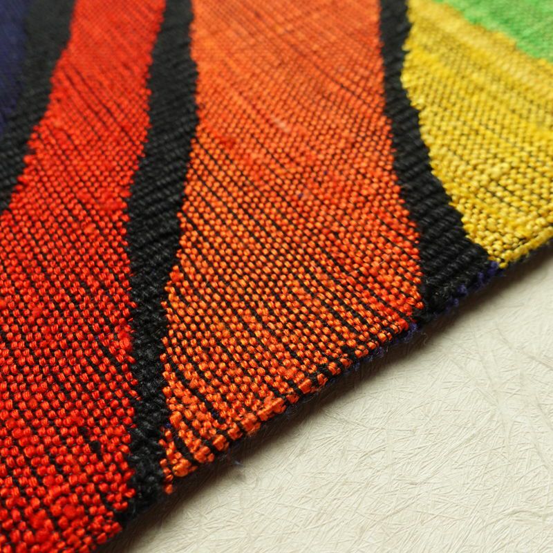 名古屋帯 太鼓柄 美品 正絹 幾何学柄・抽象柄 松葉仕立て 帯 青・紺_画像12