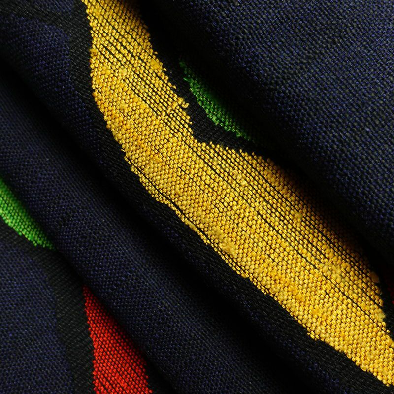 名古屋帯 太鼓柄 美品 正絹 幾何学柄・抽象柄 松葉仕立て 帯 青・紺_画像20