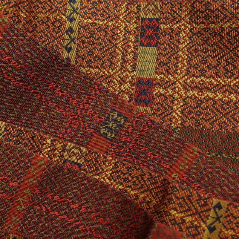 名古屋帯 全通柄 美品 正絹 幾何学柄・抽象柄 名古屋仕立て 帯 多色使い_画像17