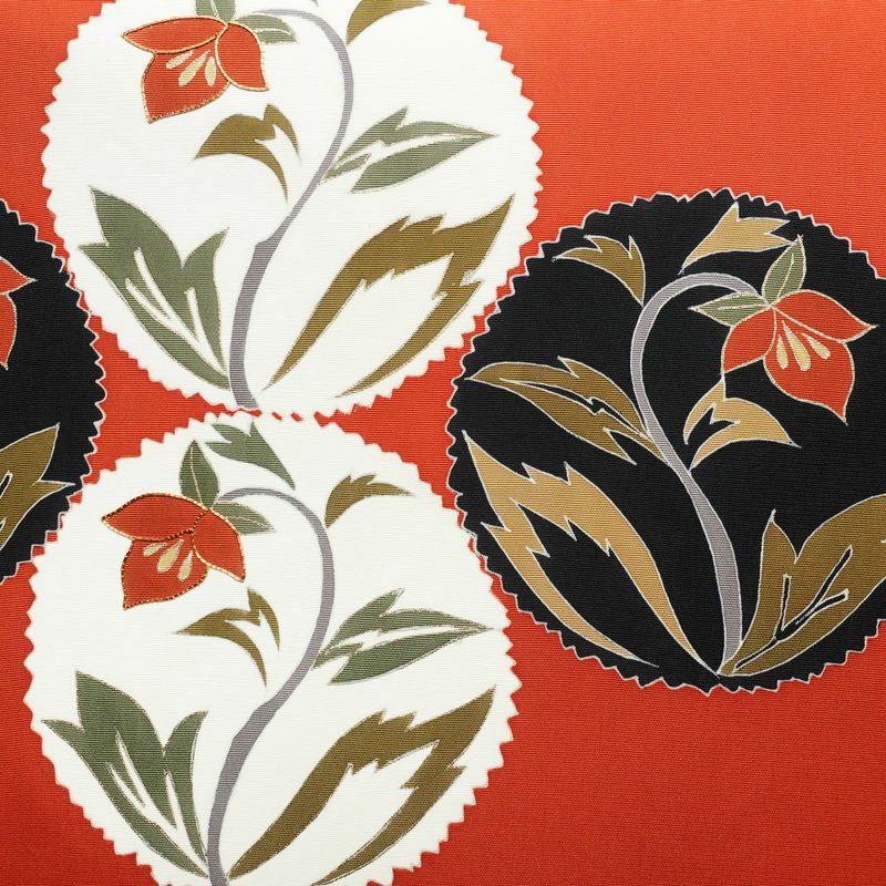 名古屋帯 太鼓柄 良品 金駒刺繍 正絹 花柄 名古屋仕立て 帯 橙_画像2