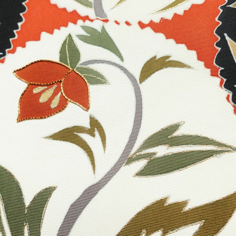 名古屋帯 太鼓柄 良品 金駒刺繍 正絹 花柄 名古屋仕立て 帯 橙_画像4
