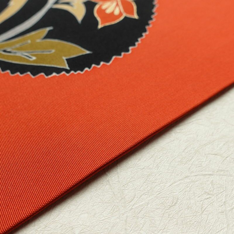 名古屋帯 太鼓柄 良品 金駒刺繍 正絹 花柄 名古屋仕立て 帯 橙_画像13