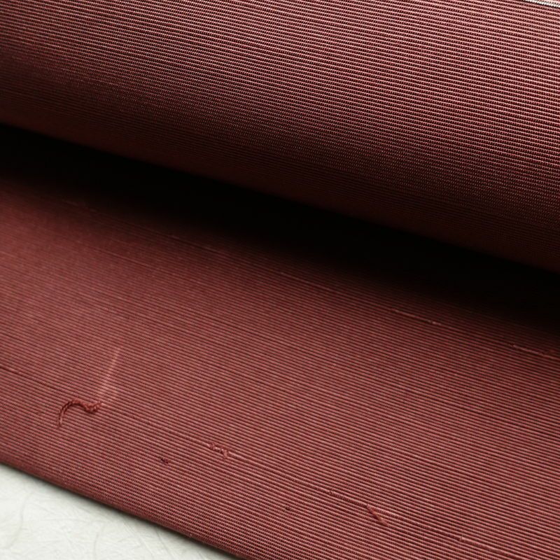 名古屋帯 髭紬 太鼓柄 良品 正絹 人物・動物柄 名古屋仕立て 帯 小豆・エンジ_画像8