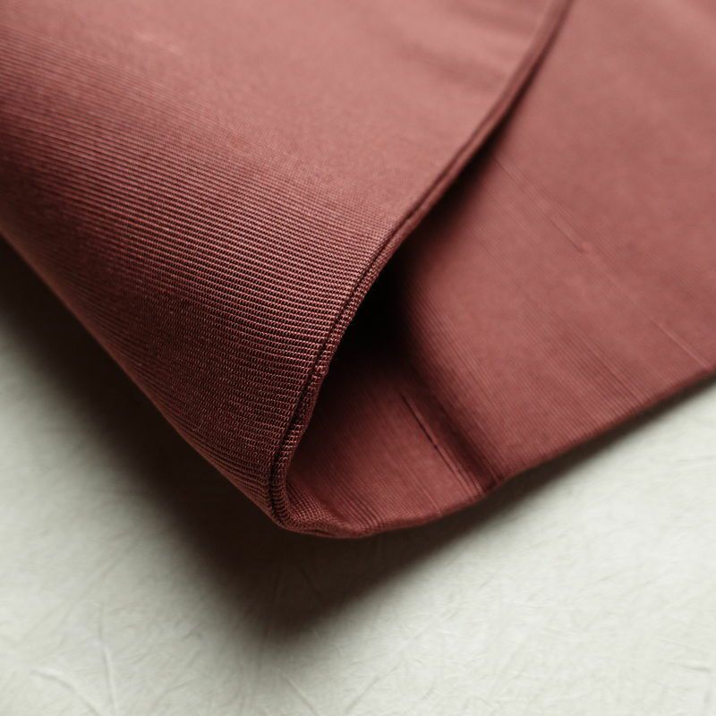 名古屋帯 髭紬 太鼓柄 良品 正絹 人物・動物柄 名古屋仕立て 帯 小豆・エンジ_画像11