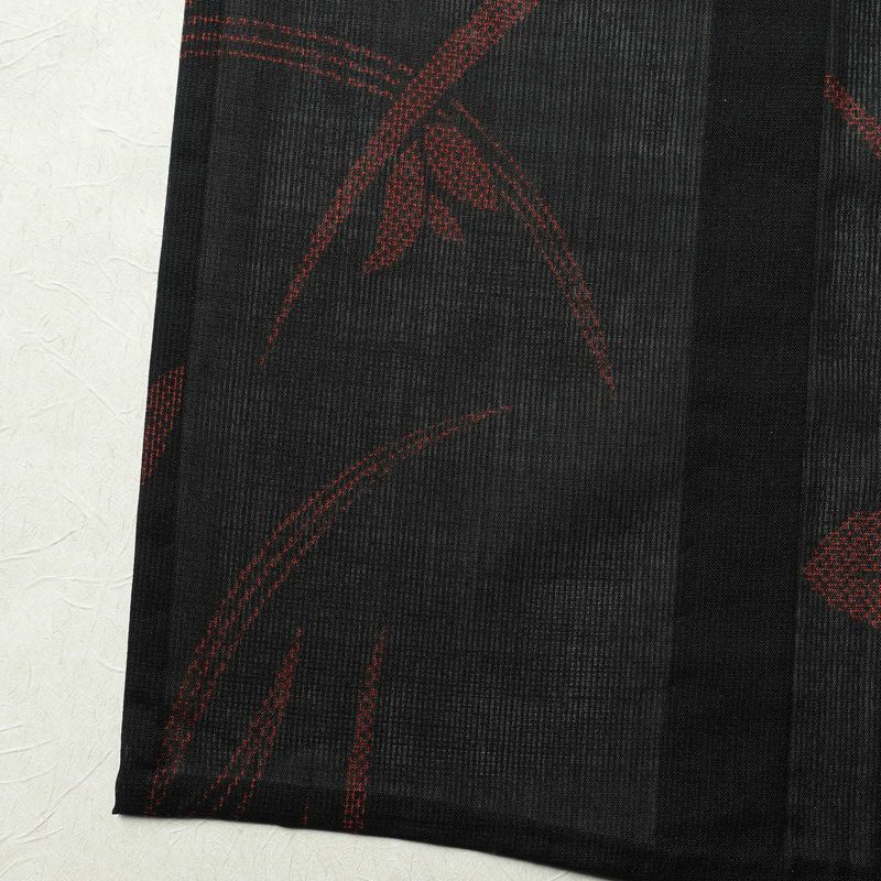 盛夏 良品 夏用 しつけ糸付き 正絹 花柄 単衣仕立て 身丈162.5cm 裄丈66.5cm 着物 黒_画像12