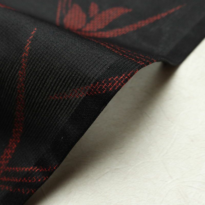 盛夏 良品 夏用 しつけ糸付き 正絹 花柄 単衣仕立て 身丈162.5cm 裄丈66.5cm 着物 黒_画像20