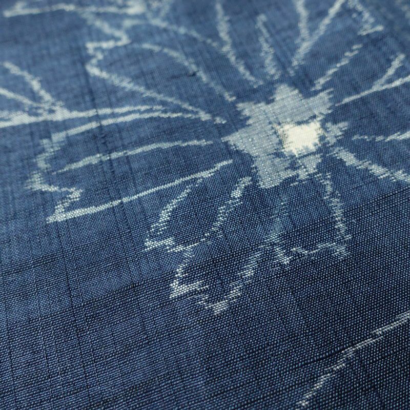 紬 良品 正絹 花柄 袷仕立て 身丈155.5cm 裄丈63cm 着物 青・紺_画像8