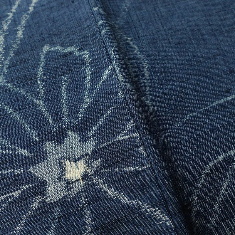 紬 良品 正絹 花柄 袷仕立て 身丈155.5cm 裄丈63cm 着物 青・紺_画像10