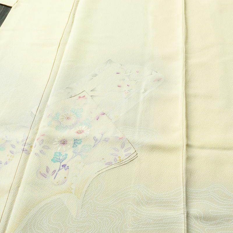 付け下げ 正絹 古典柄 袷仕立て 身丈168cm 裄丈69.5cm 刺繍 フォーマル 着物 クリーム_画像5
