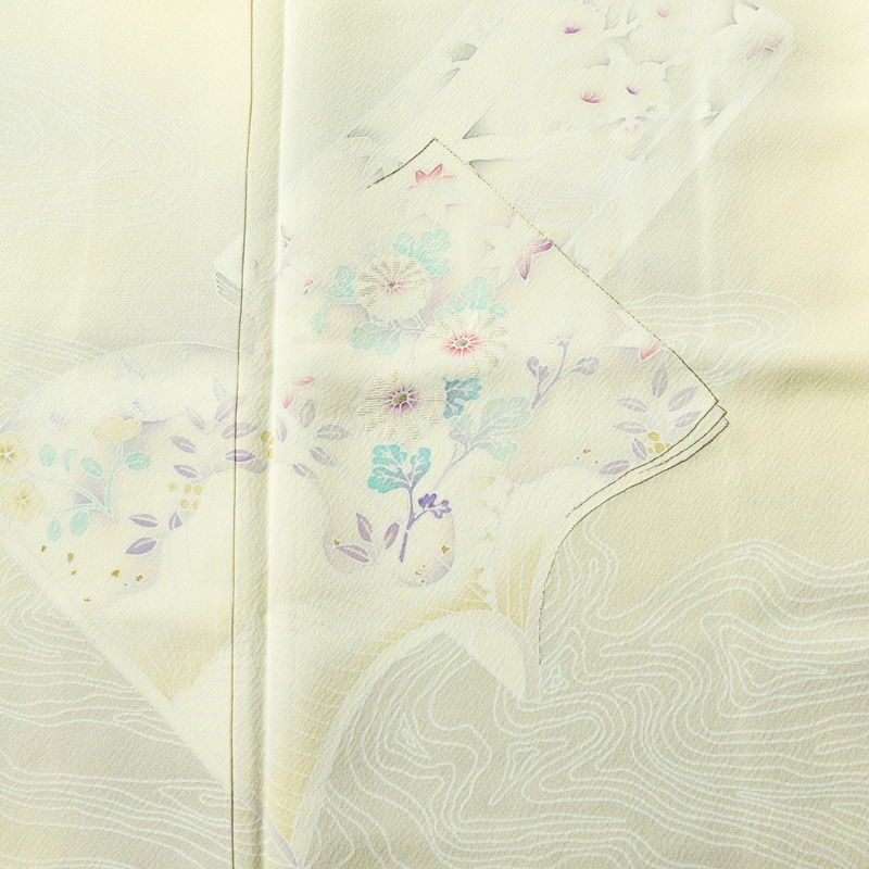付け下げ 正絹 古典柄 袷仕立て 身丈168cm 裄丈69.5cm 刺繍 フォーマル 着物 クリーム_画像6
