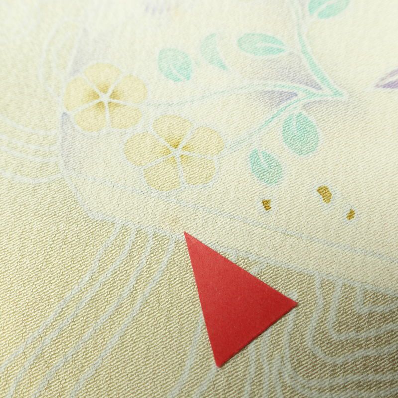 付け下げ 正絹 古典柄 袷仕立て 身丈168cm 裄丈69.5cm 刺繍 フォーマル 着物 クリーム_画像8