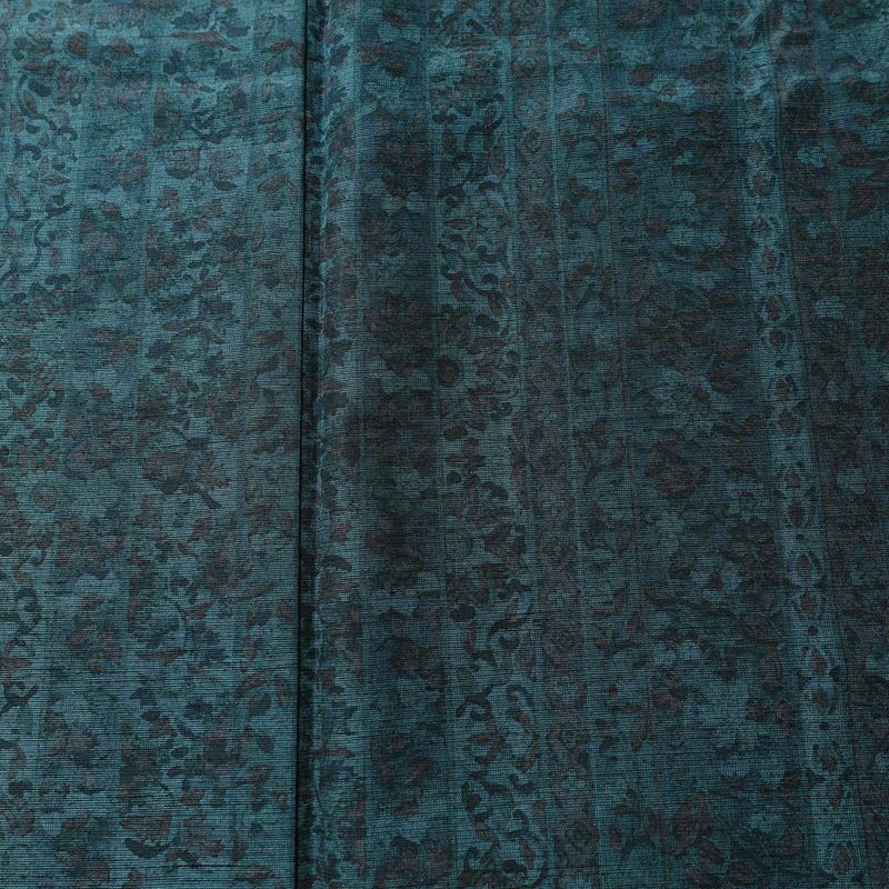 単衣 紬 良品 正絹 花柄 単衣仕立て 胴抜き 身丈161cm 裄丈65cm 一部しつけ糸付き 着物 青・紺_画像6