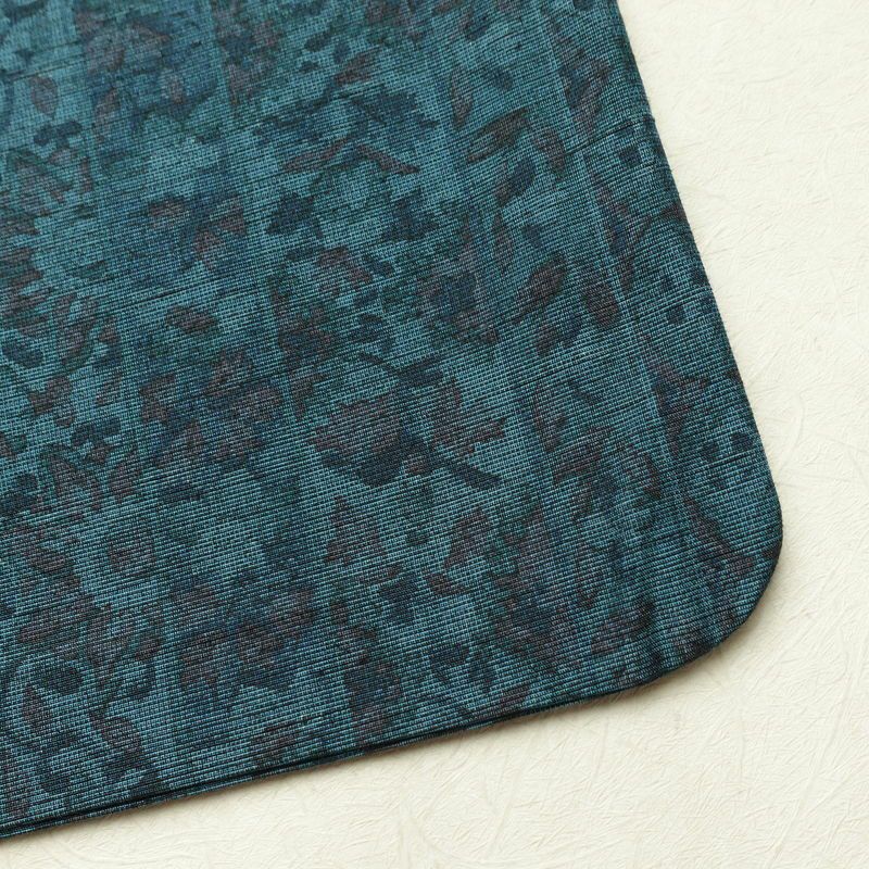 単衣 紬 良品 正絹 花柄 単衣仕立て 胴抜き 身丈161cm 裄丈65cm 一部しつけ糸付き 着物 青・紺_画像15