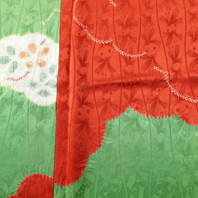 小紋 絞り 正絹 雲柄 袷仕立て 身丈155cm 裄丈68cm 一部しつけ糸付き 着物 多色使い_画像6