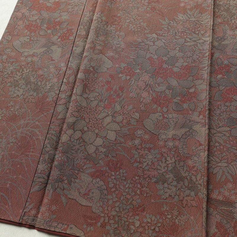 小紋 縮緬 正絹 人物・動物柄 袷仕立て 身丈159cm 裄丈64cm 着物 ピンク_画像4