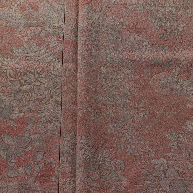 小紋 縮緬 正絹 人物・動物柄 袷仕立て 身丈159cm 裄丈64cm 着物 ピンク_画像6