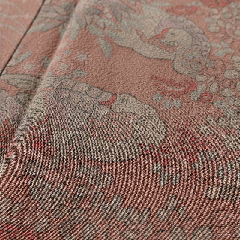 小紋 縮緬 正絹 人物・動物柄 袷仕立て 身丈159cm 裄丈64cm 着物 ピンク_画像8