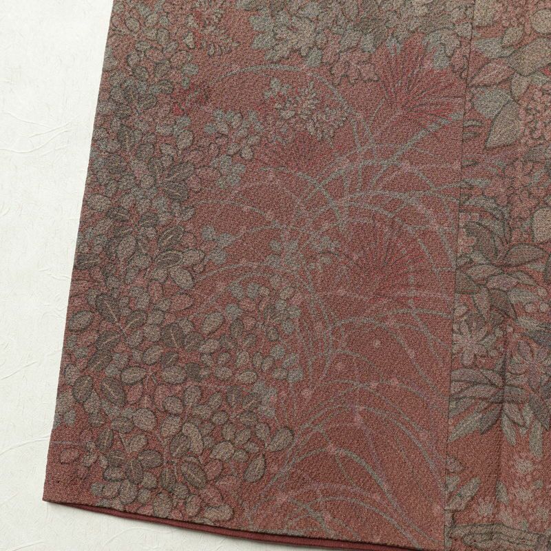 小紋 縮緬 正絹 人物・動物柄 袷仕立て 身丈159cm 裄丈64cm 着物 ピンク_画像12