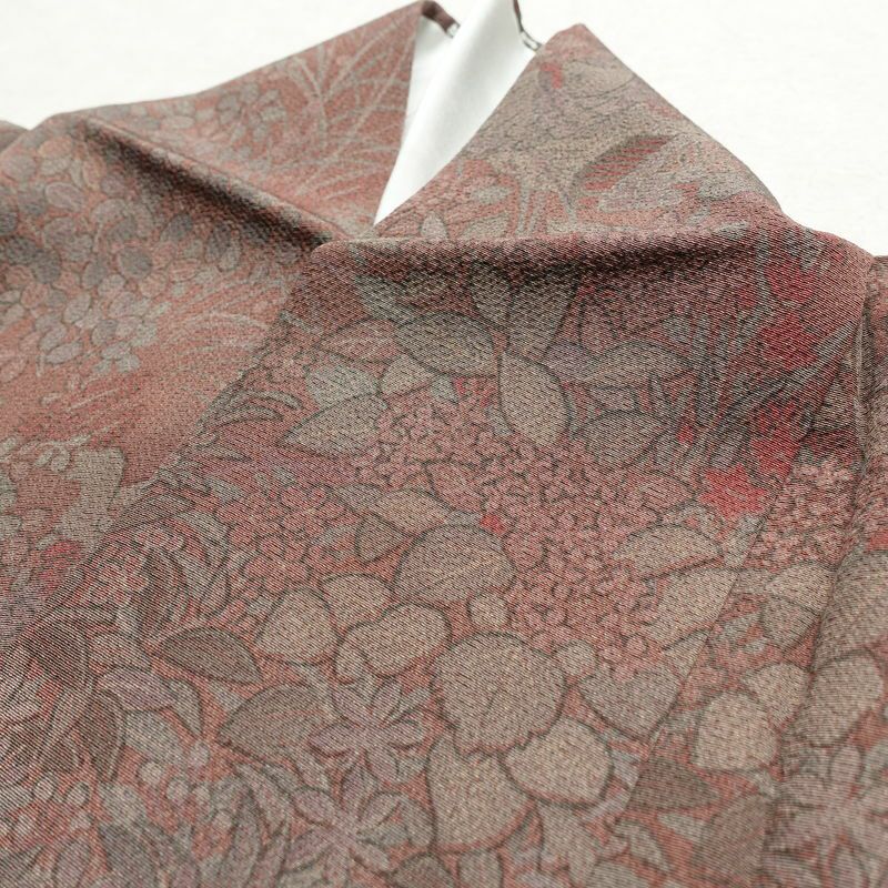 小紋 縮緬 正絹 人物・動物柄 袷仕立て 身丈159cm 裄丈64cm 着物 ピンク_画像17
