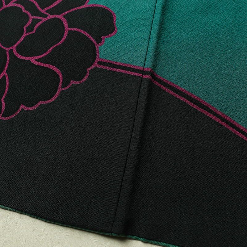 振袖 落款入り 草野一騎 縮緬 正絹 花柄 袷仕立て 身丈168cm 裄丈70.5cm フォーマル 二十歳 着物 緑・うぐいす色_画像11