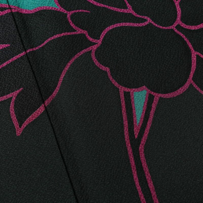 振袖 落款入り 草野一騎 縮緬 正絹 花柄 袷仕立て 身丈168cm 裄丈70.5cm フォーマル 二十歳 着物 緑・うぐいす色_画像12