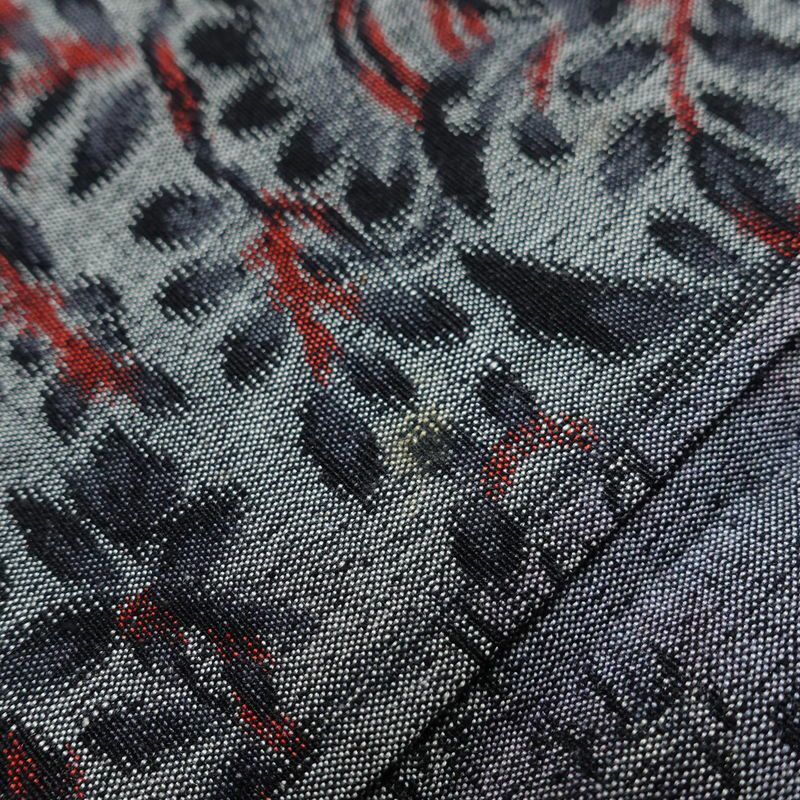 紬 正絹 木の葉・植物柄 袷仕立て 身丈159cm 裄丈66cm 着物 グレー_画像10