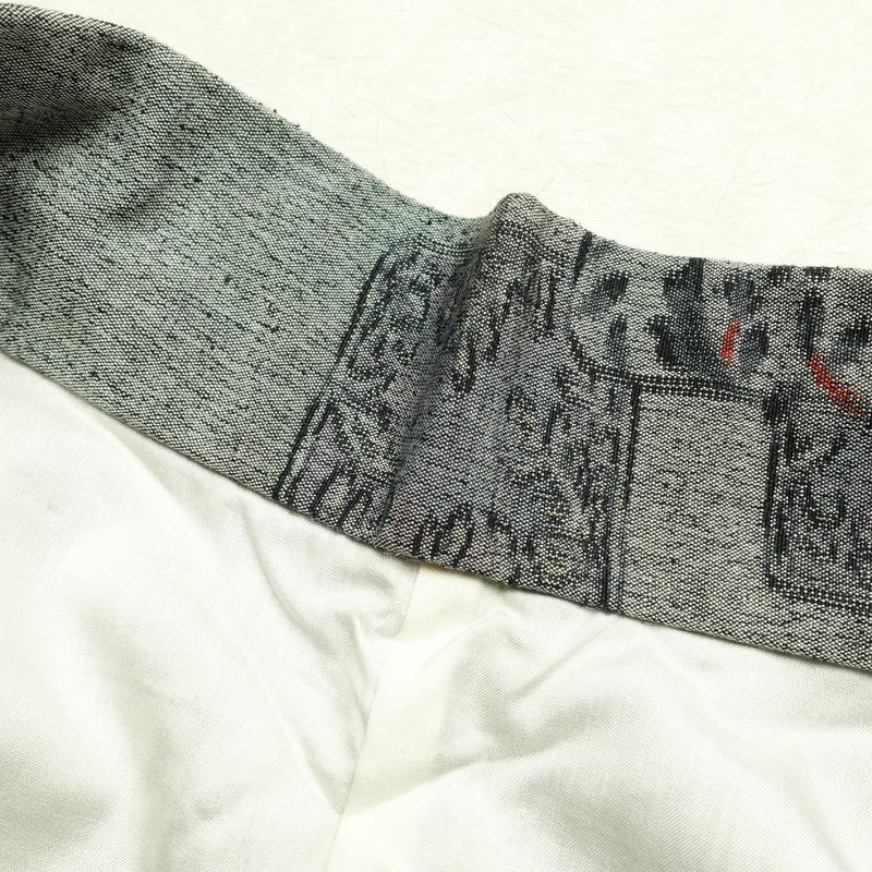 紬 正絹 木の葉・植物柄 袷仕立て 身丈159cm 裄丈66cm 着物 グレー_画像18