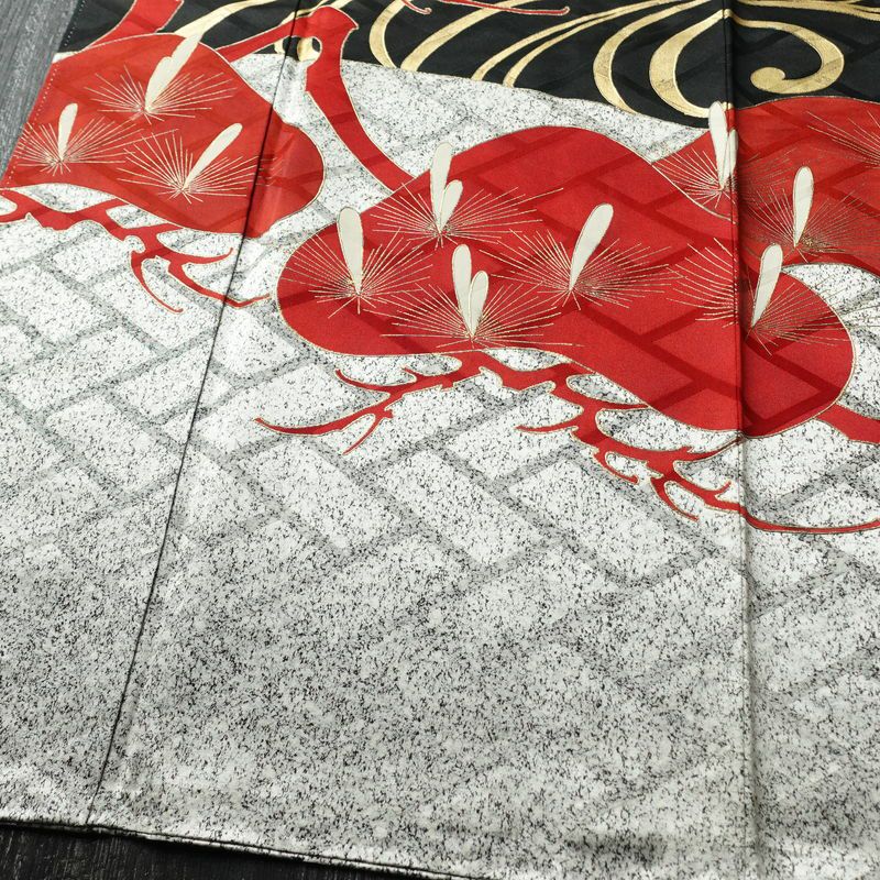 振袖 正絹 袷仕立て 身丈167cm 裄丈67cm 箔 金彩 フォーマル 着物 二十歳 グレー_画像4