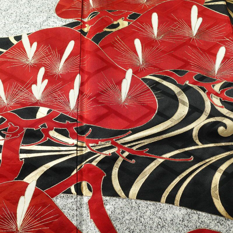 振袖 正絹 袷仕立て 身丈167cm 裄丈67cm 箔 金彩 フォーマル 着物 二十歳 グレー_画像6