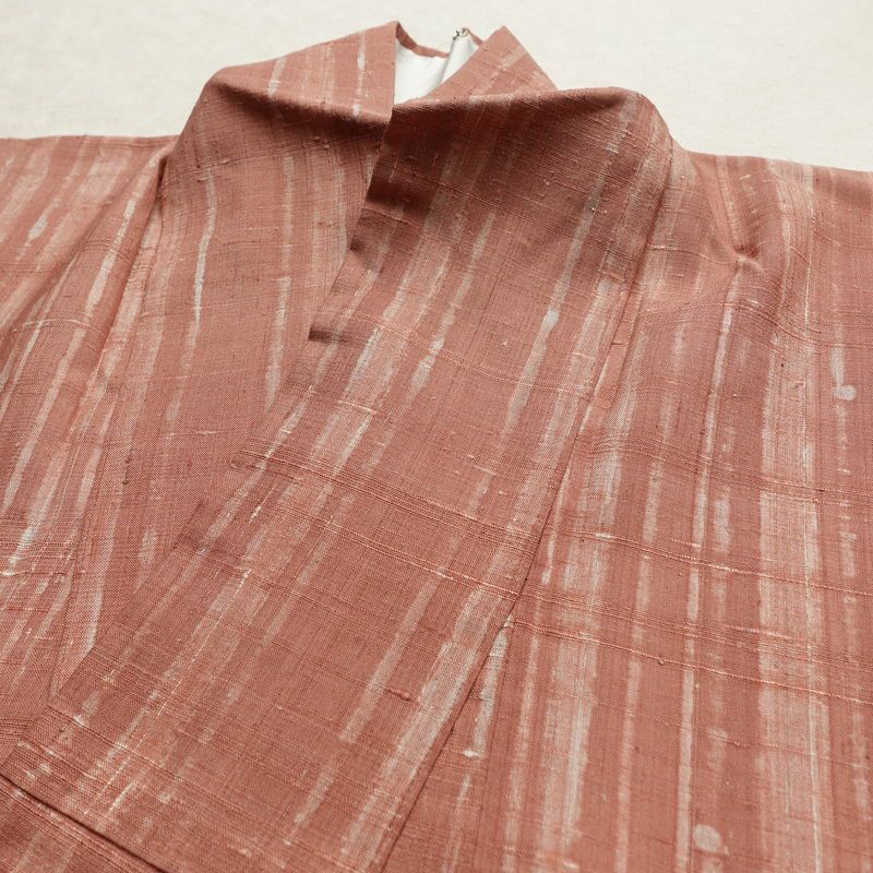 紬 正絹 縞柄・線柄 袷仕立て 身丈166cm 裄丈66.5cm 着物 ピンク_画像16