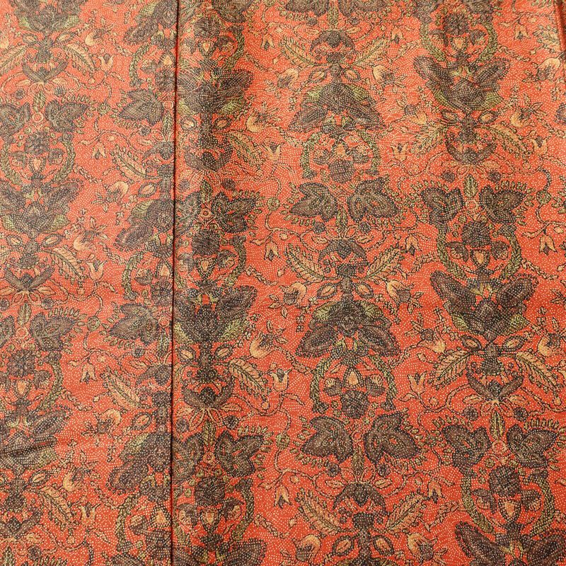 小紋 良品 紬地 しつけ糸付き 正絹 木の葉・植物柄 袷仕立て 身丈155.5cm 裄丈63cm 着物 橙_画像6