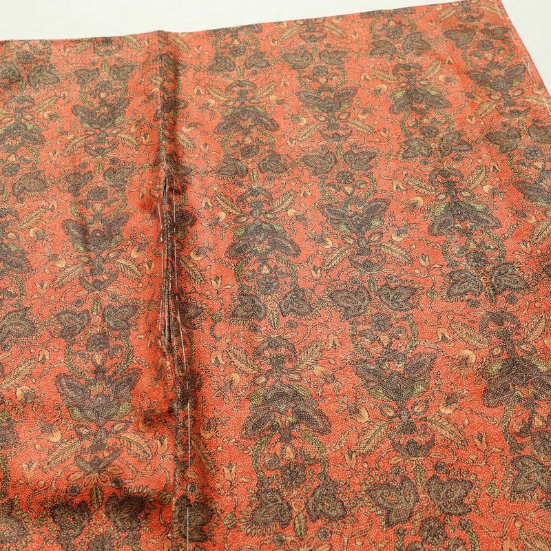 小紋 良品 紬地 しつけ糸付き 正絹 木の葉・植物柄 袷仕立て 身丈155.5cm 裄丈63cm 着物 橙_画像13