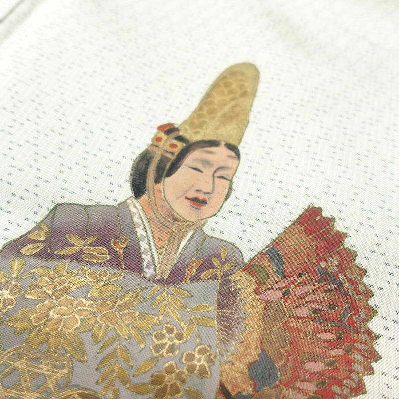 付け下げ 正絹 人物・動物柄 袷仕立て 身丈165.5cm 裄丈67cm 共八掛 金彩 フォーマル 着物 白_画像6