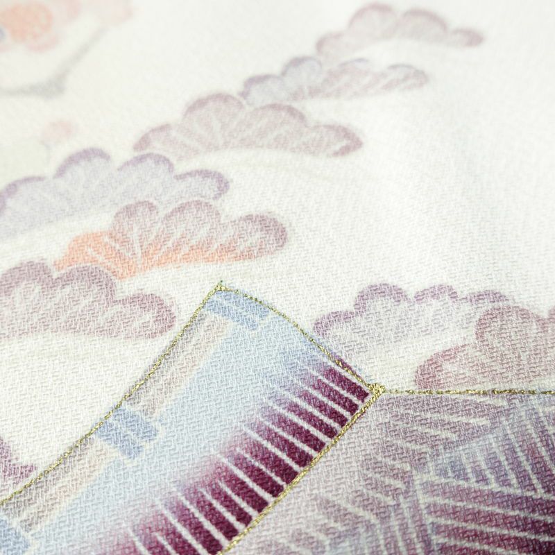 付け下げ 良品 しつけ糸付き 正絹 花柄 袷仕立て 身丈154.5cm 裄丈64cm フォーマル 着物 ピンク_画像8