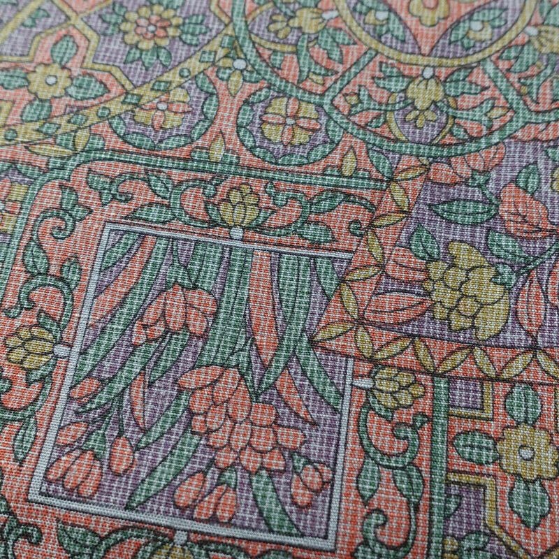 小紋 しつけ糸付き 紬地 正絹 木の葉・植物柄 袷仕立て 身丈159cm 裄丈65.5cm 着物 多色使い_画像7