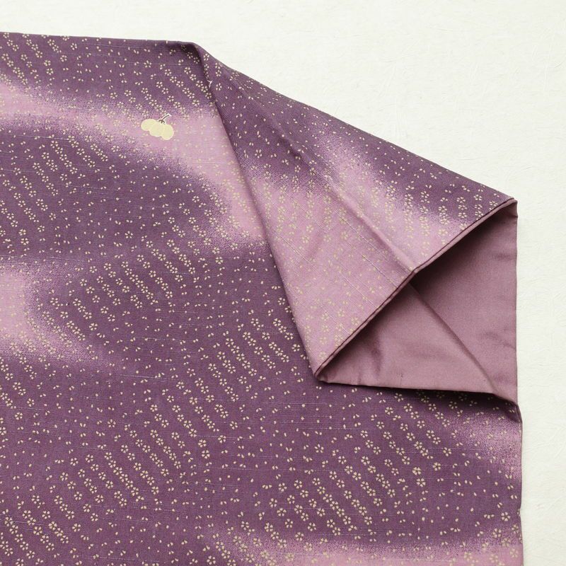 小紋 紬地 正絹 花柄 袷仕立て 身丈161.5cm 裄丈67cm 着物 紫・藤色_画像14