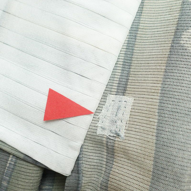 盛夏 小紋 夏用 正絹 縞柄・線柄 単衣仕立て 身丈165cm 裄丈65cm 一部しつけ糸付き 着物 緑・うぐいす色_画像11