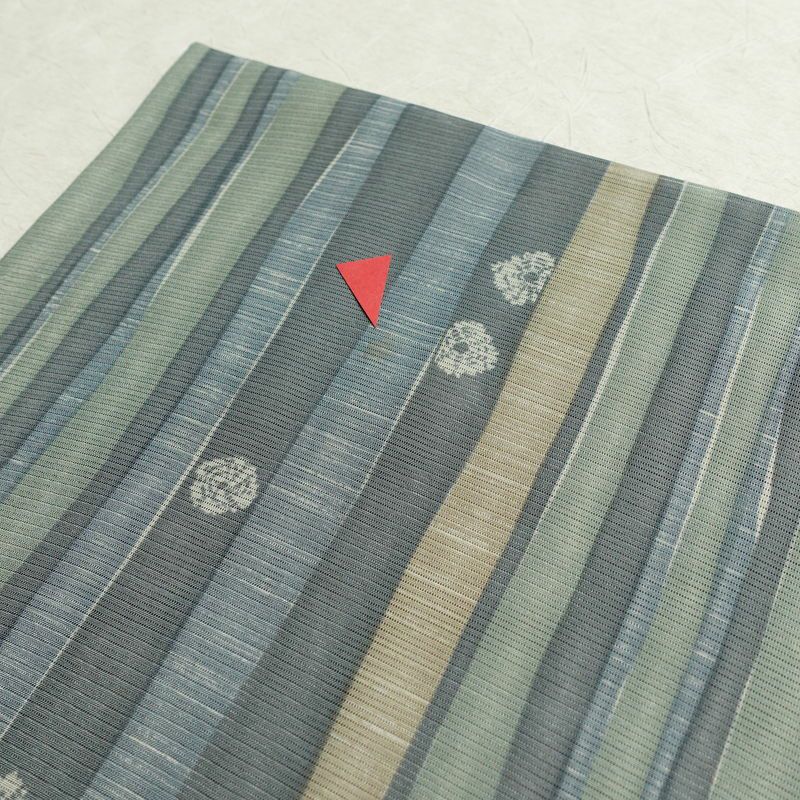 盛夏 小紋 夏用 正絹 縞柄・線柄 単衣仕立て 身丈165cm 裄丈65cm 一部しつけ糸付き 着物 緑・うぐいす色_画像12