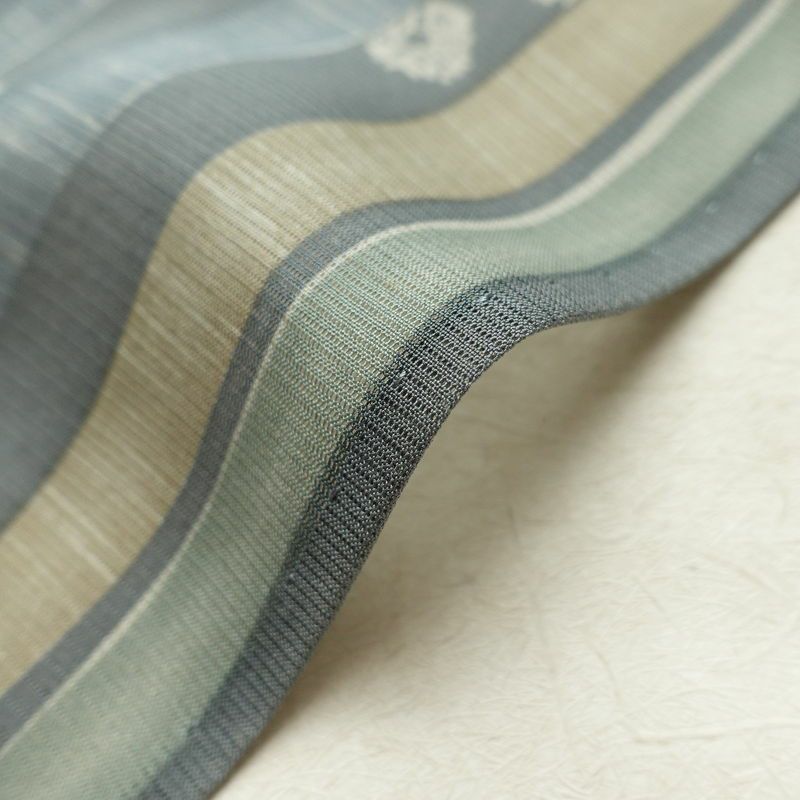 盛夏 小紋 夏用 正絹 縞柄・線柄 単衣仕立て 身丈165cm 裄丈65cm 一部しつけ糸付き 着物 緑・うぐいす色_画像21