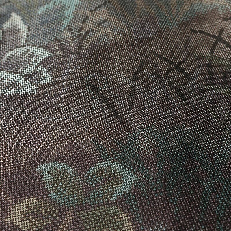 大島紬 証紙なし 正絹 木の葉・植物柄 袷仕立て 身丈155cm 裄丈64cm 着物 多色使い_画像7