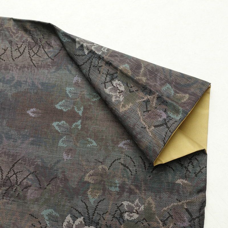 大島紬 証紙なし 正絹 木の葉・植物柄 袷仕立て 身丈155cm 裄丈64cm 着物 多色使い_画像14