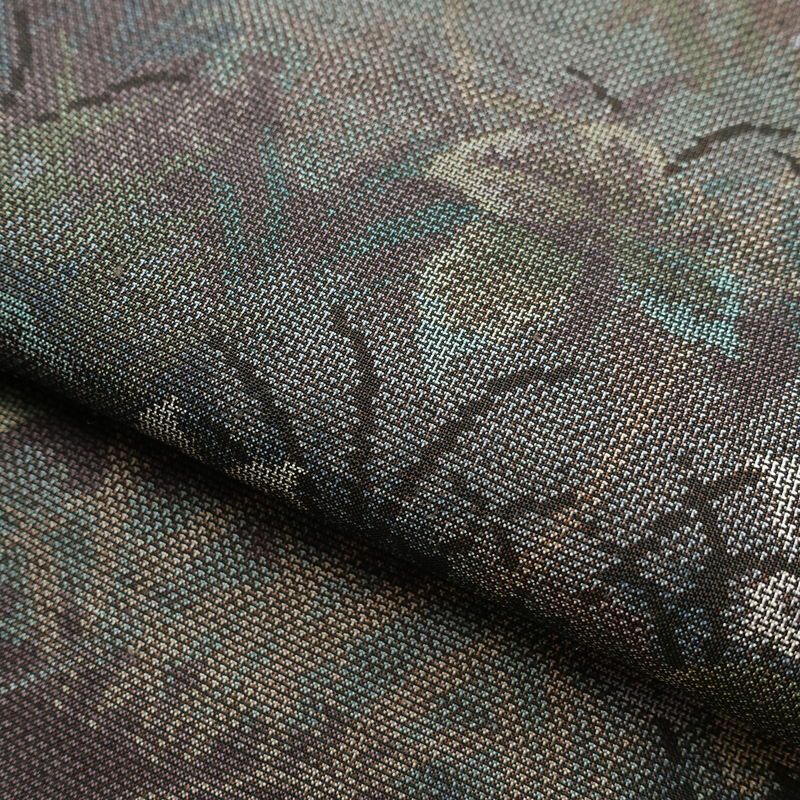 大島紬 証紙なし 正絹 木の葉・植物柄 袷仕立て 身丈155cm 裄丈64cm 着物 多色使い_画像20