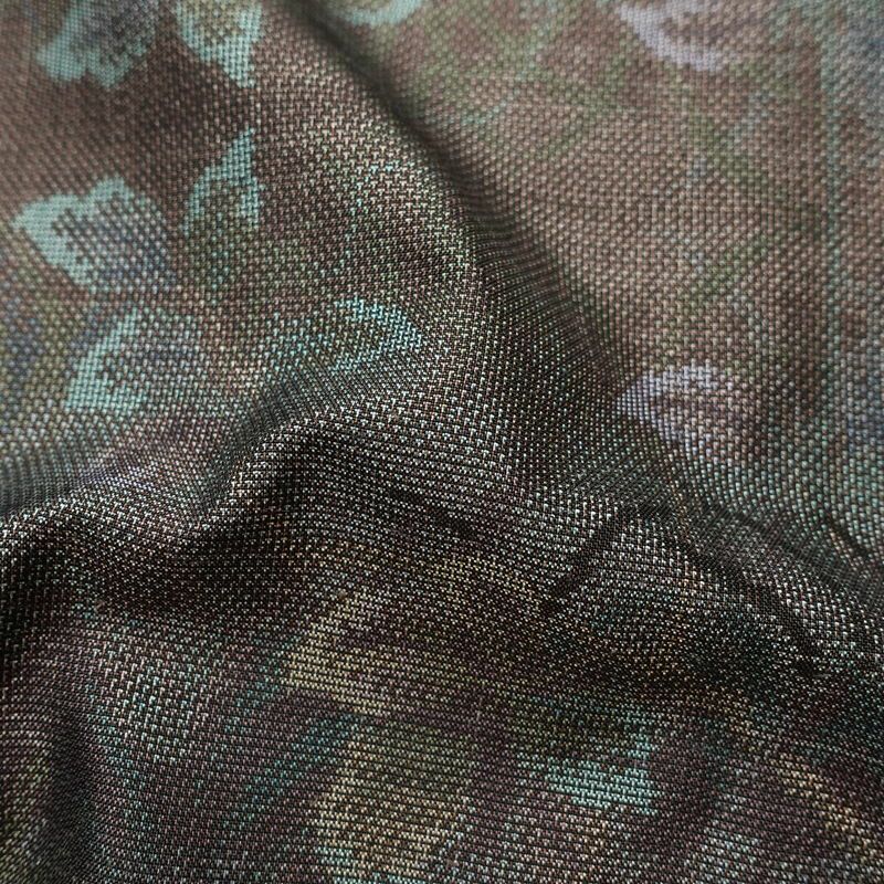 大島紬 証紙なし 正絹 木の葉・植物柄 袷仕立て 身丈155cm 裄丈64cm 着物 多色使い_画像21