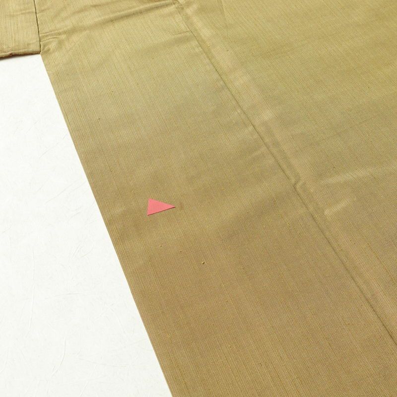 紬 正絹 無地 袷仕立て 身丈164.5cm 裄丈67cm 着物 黄・黄土色_画像6