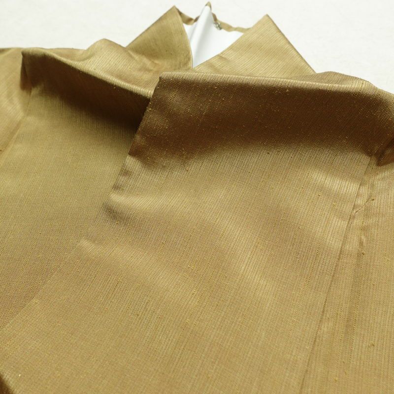 紬 正絹 無地 袷仕立て 身丈164.5cm 裄丈67cm 着物 黄・黄土色_画像16