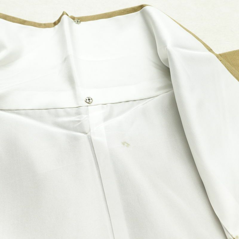 紬 正絹 無地 袷仕立て 身丈164.5cm 裄丈67cm 着物 黄・黄土色_画像18