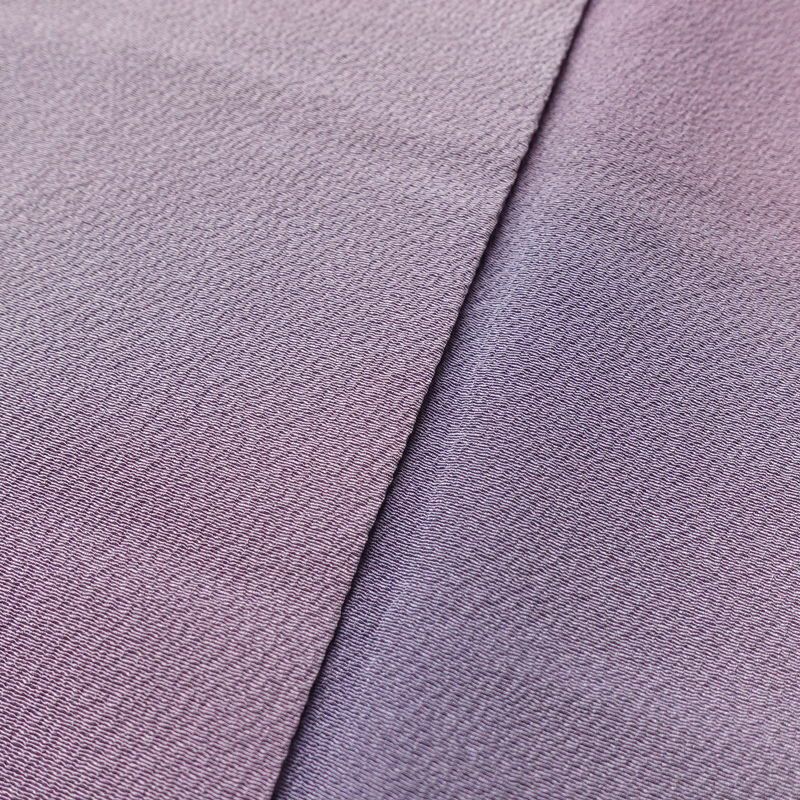 小紋 斉藤三才 落款入り 縮緬 一つ紋付き 正絹 その他の柄 袷仕立て 身丈157cm 裄丈66.5cm フォーマル 着物 紫・藤色_画像7