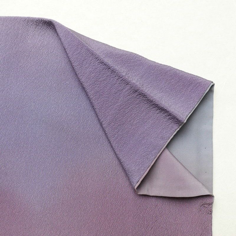 小紋 斉藤三才 落款入り 縮緬 一つ紋付き 正絹 その他の柄 袷仕立て 身丈157cm 裄丈66.5cm フォーマル 着物 紫・藤色_画像12