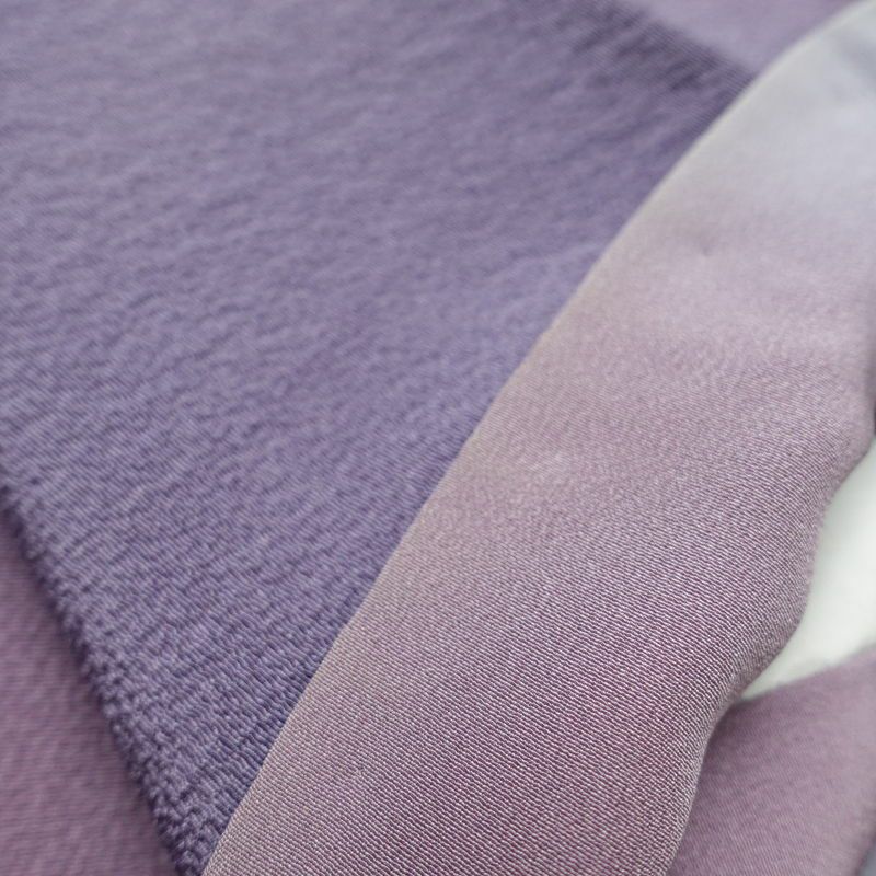 小紋 斉藤三才 落款入り 縮緬 一つ紋付き 正絹 その他の柄 袷仕立て 身丈157cm 裄丈66.5cm フォーマル 着物 紫・藤色_画像13