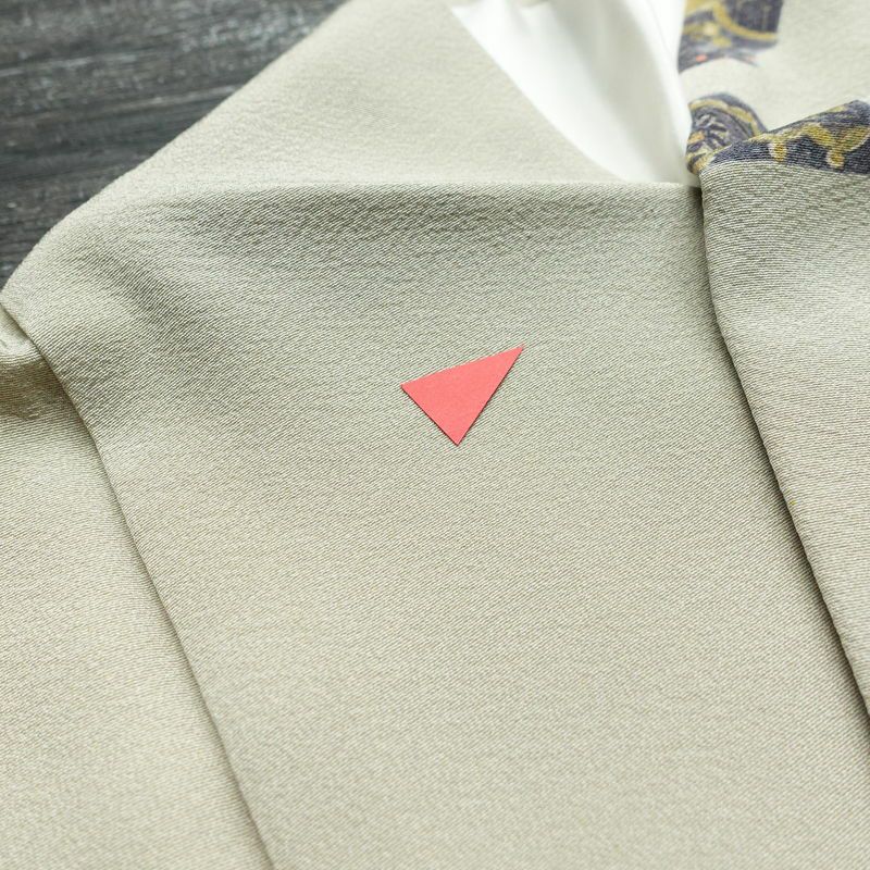 小紋 縮緬 正絹 幾何学柄・抽象柄 袷仕立て 身丈165cm 裄丈66cm 着物 グレー_画像17